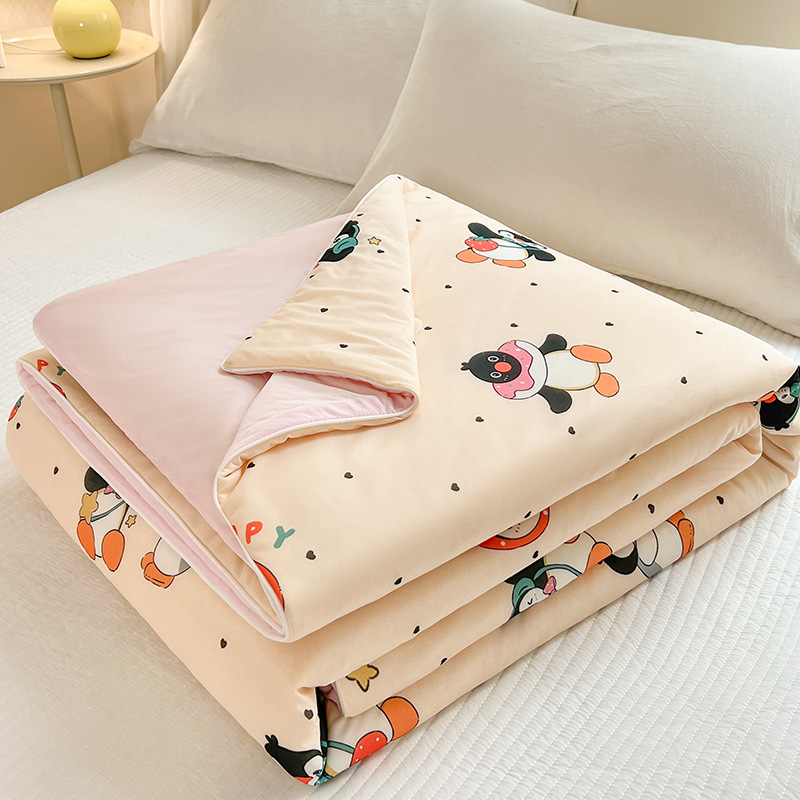 Seda fresca de verano Edredón fresco de verano Edredón de aire acondicionado Dormitorio individual Edredón de verano de seda de hielo doble Edredón fino Se puede lavar a máquina