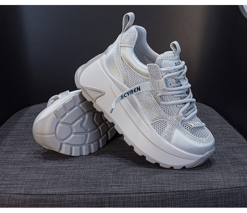 Giày sneaker nữ đế dày lưới thoáng khí phong cách retro — Xám 5066, Be 5066, Hồng đào 5066 chi tiết 29