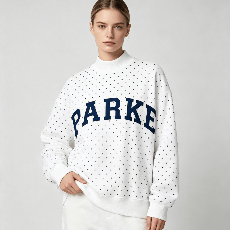 Parke Cross-Border Women's Casual High-Neck Sweatshirt, Sports Fitness Embroidered Cotton Letter Pullover Women's Sweatshirt