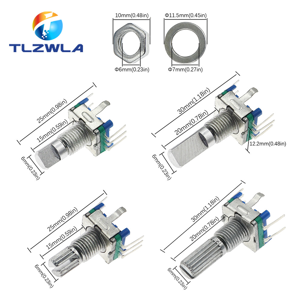 EC11 회전 인코더 | 코딩 스위치 | 디지털 전위차계 15 | 20MM 매실 하프 샤프트 5 발 벨트 스위치
