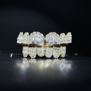 Emerald Moissanite Inlaid Grillz European and American Hot-Selling Grill Tooth Ornaments