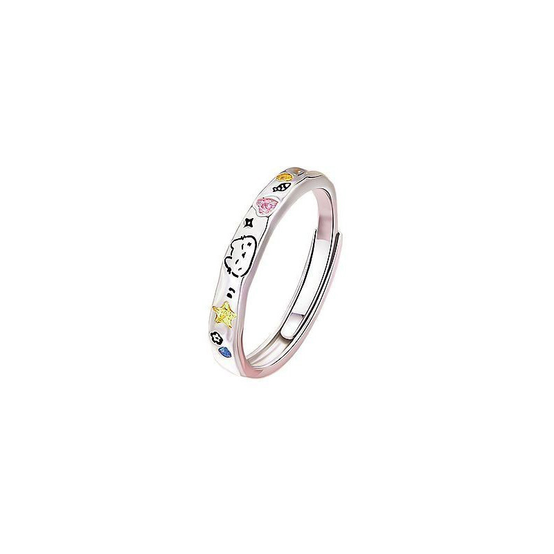 犬と猫の日記 S925 シルバー カップル リング 男女兼用 かわいい ペット リング ライト 高級彫刻 カップル リング ギフト|undefined