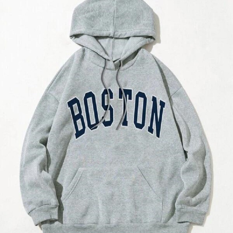 Letter Printed Pullover fleece-lined Hooded Sweat Women's 2024 Autumn and Winter New Korean Loose All-match Long-sleeved Top