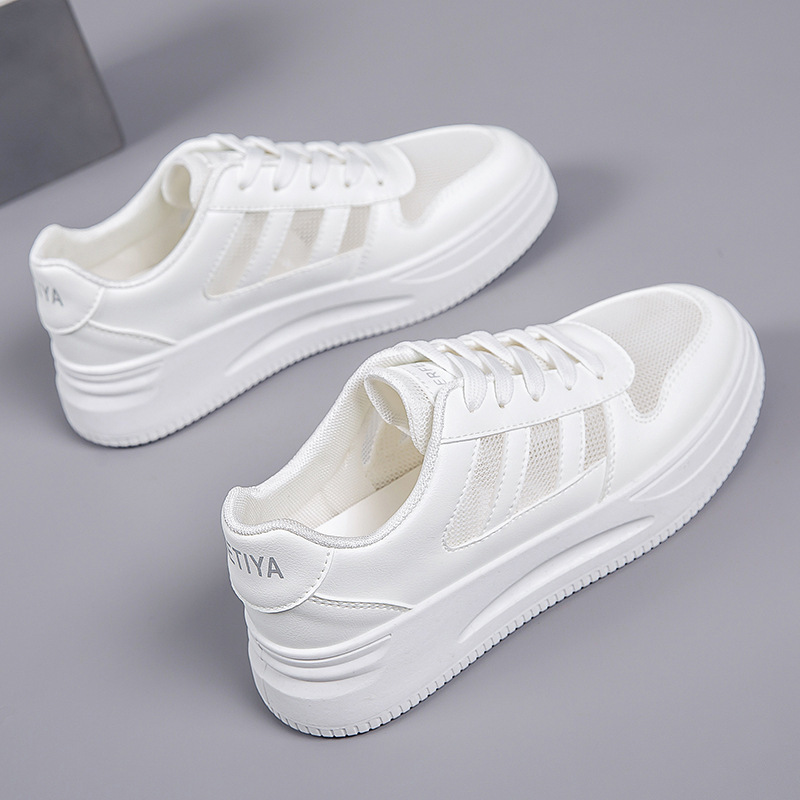 Breathable Thick-Soled Lightweight White Sneakers for Women 2026 New Summer Hot-Selling Mesh Casual Sports Shoes Ins Trendy Versatile