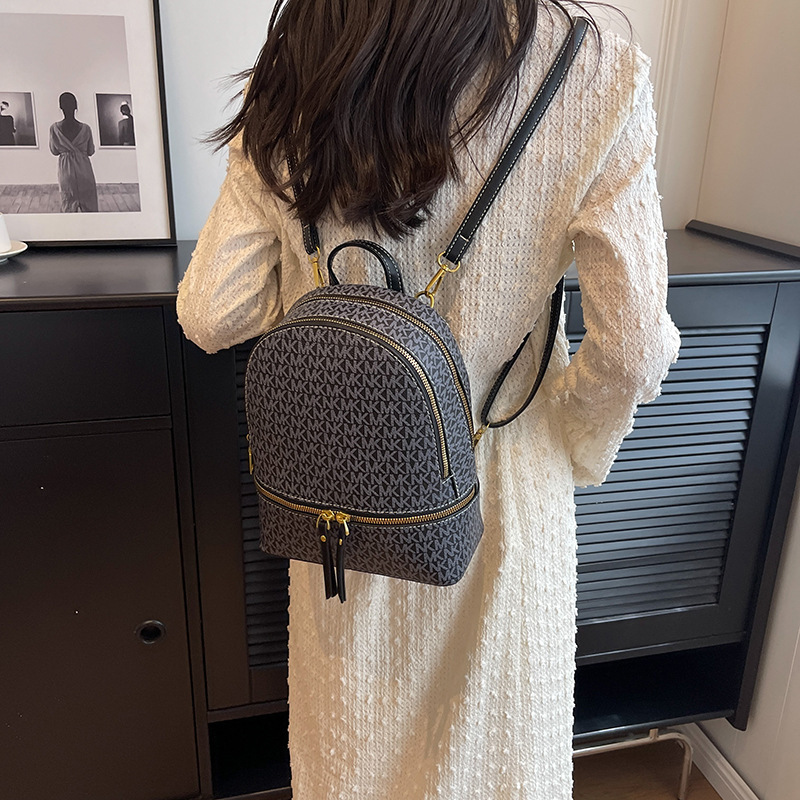 2025 New Fashion Trendy Mk Printed Portable Backpack High-Quality Travel Bag Stylish Campus Student Bag for Women 2025 New Fashion Trendy Mk Printed Portable Backpack High-Quality Travel Bag Stylish Campus Student Bag for Women