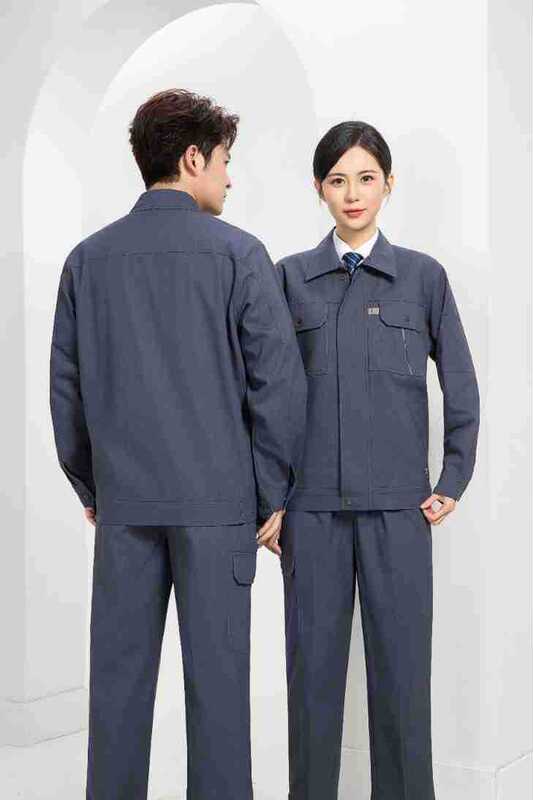 春と秋の純綿厚手の作業服スーツ、溶接工の労働保護服、耐摩耗性と耐汚染性の作業服、労働保護服の卸売|undefined