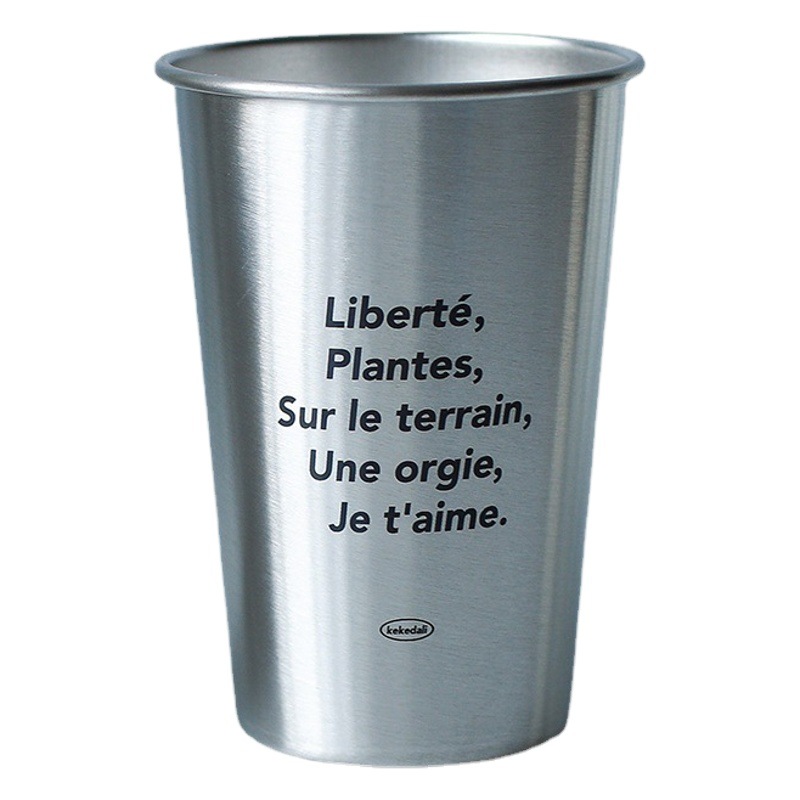 Corea del Sur ins estilo simple 304 taza de acero inoxidable al aire libre camping apilable taza de café industrial estilo pareja taza