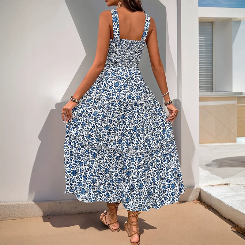 Летний slip dress, симпатичный гидролат, европейский стиль, новая коллекция, цветочный рисунок, открытая спина