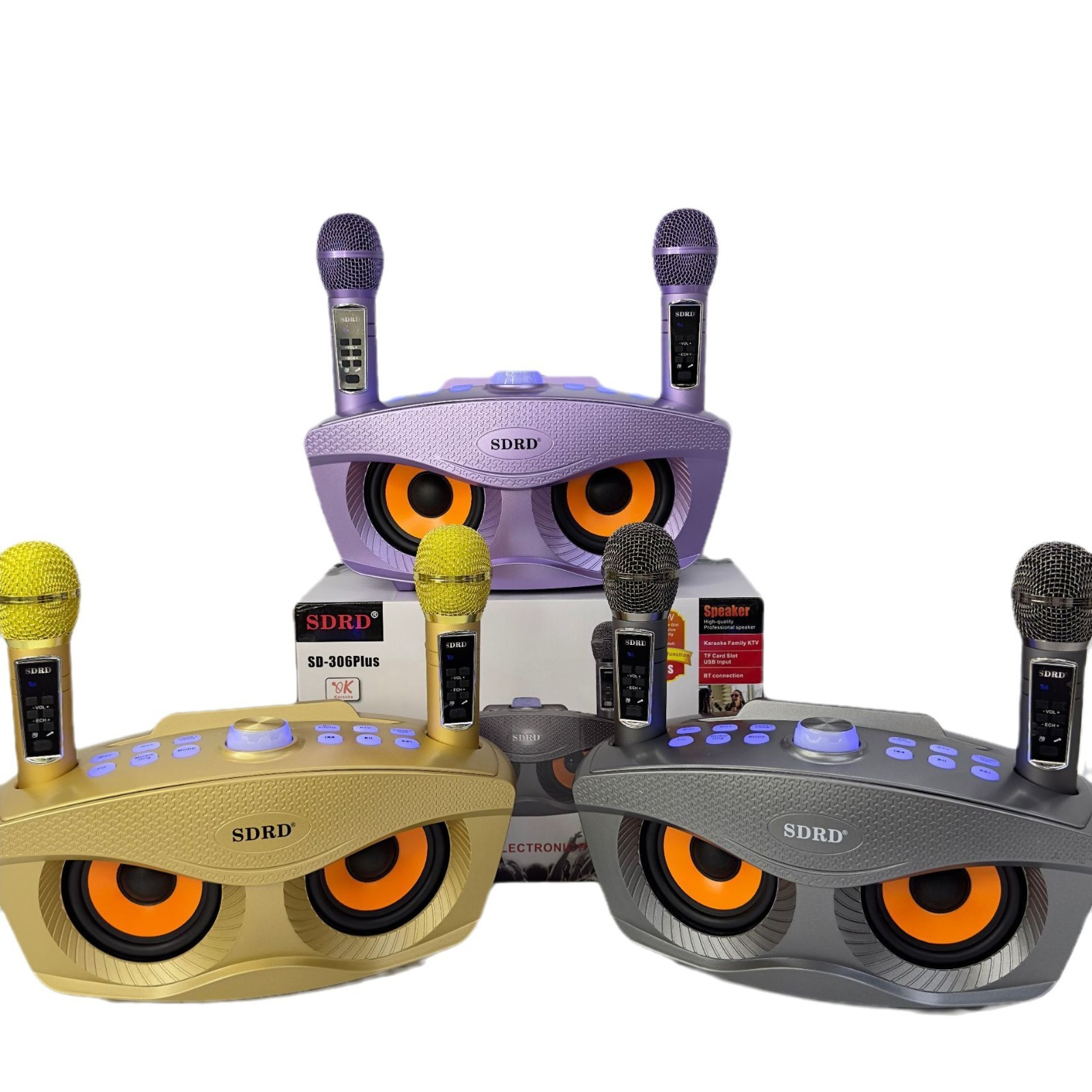 Altavoz Bluetooth SD306plus Owl con Micrófono Inalámbrico, Karaoke Todo en Uno, Máquina de Cantar KTV para el Hogar