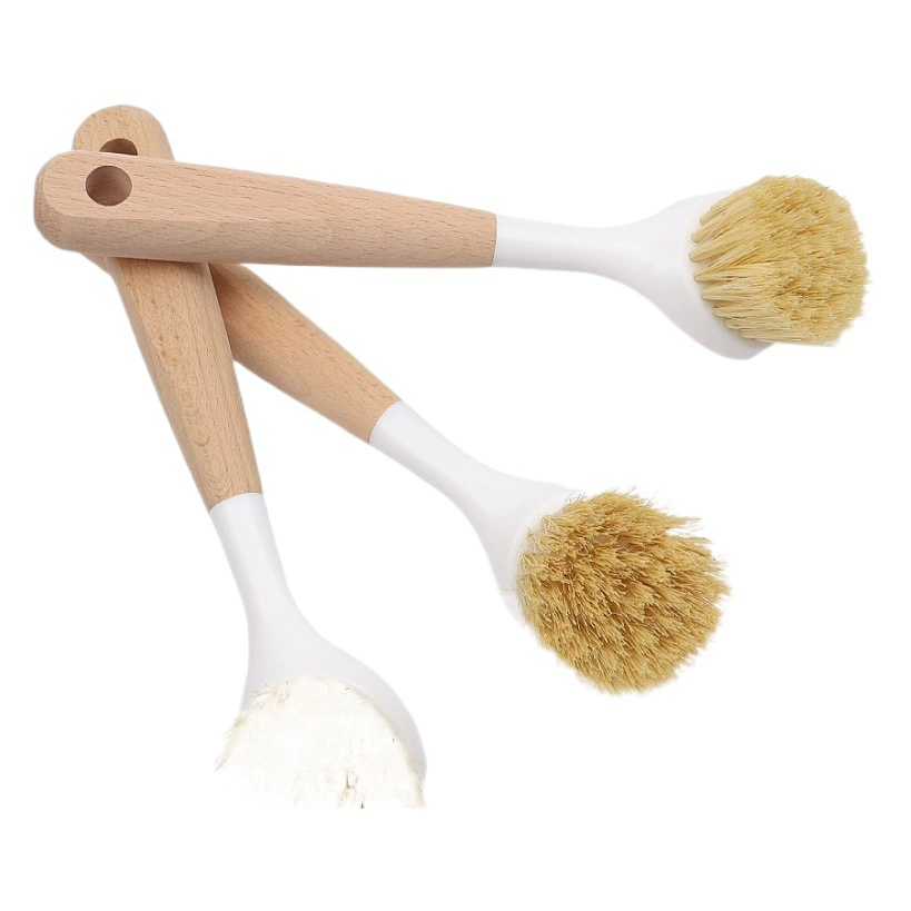 Щетка для горшка с ручкой из бука Sisal Щетка для мытья посуды с круглой головкой Многофункциональная щетка для чистки кухни с длинной ручкой Бытовая щетка для горшка