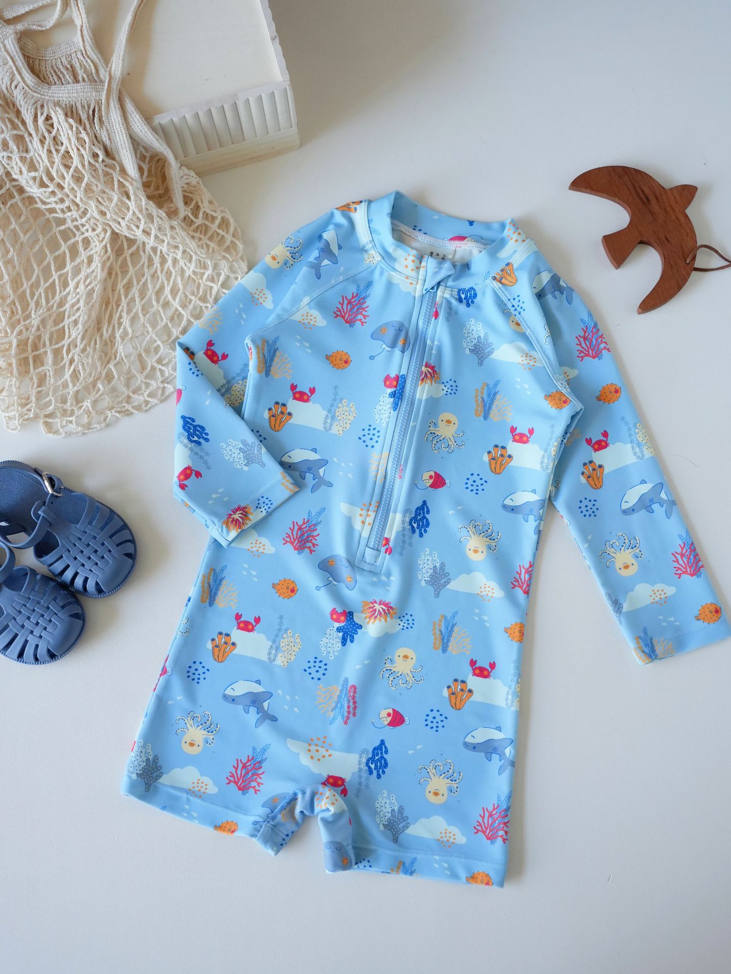 Protector solar para niños, traje de baño de secado rápido, traje de baño de vacaciones de una pieza de manga larga para niños de 25 años, traje de baño de aguas termales al por mayor