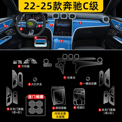 Car interior film: Central Control Navigation Instrument - 23-25-mercedes-benz-c-class-full-interior-tpu-soft-film