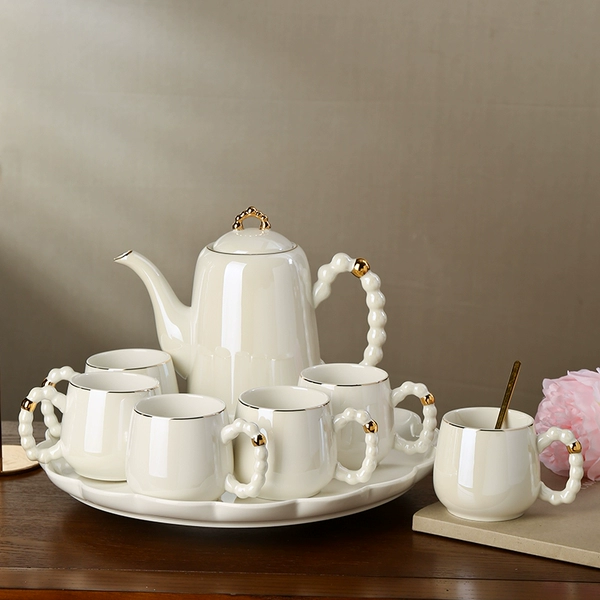 〔◆✧✧◆〕 Pearlescent glaze with dots - pure white - 8-head rotating water set - gift box assembly greeting card [✥✥✰✰]