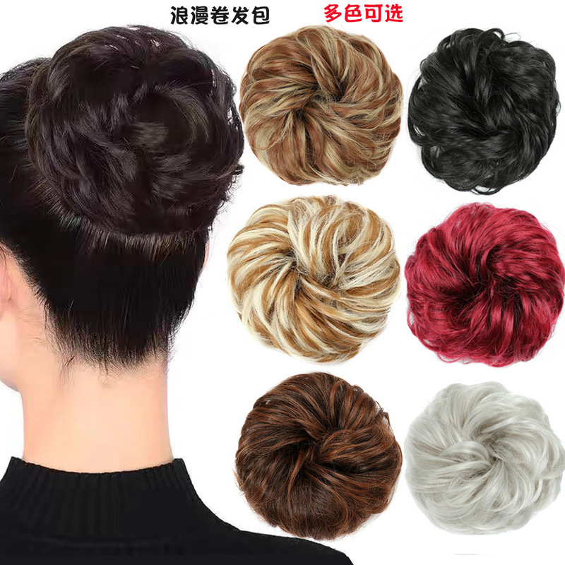 Cross-Border Synthetic Fiber Hair Bun Wig Curly Hair Ring Hairpiece European and American Style Fluffy Natural Bun Hair Ring Wholesale Cross-Border Synthetic Fiber Hair Bun Wig Curly Hair Ring Hairpiece European and American Style Fluffy Natural Bun Hair Ring Wholesale