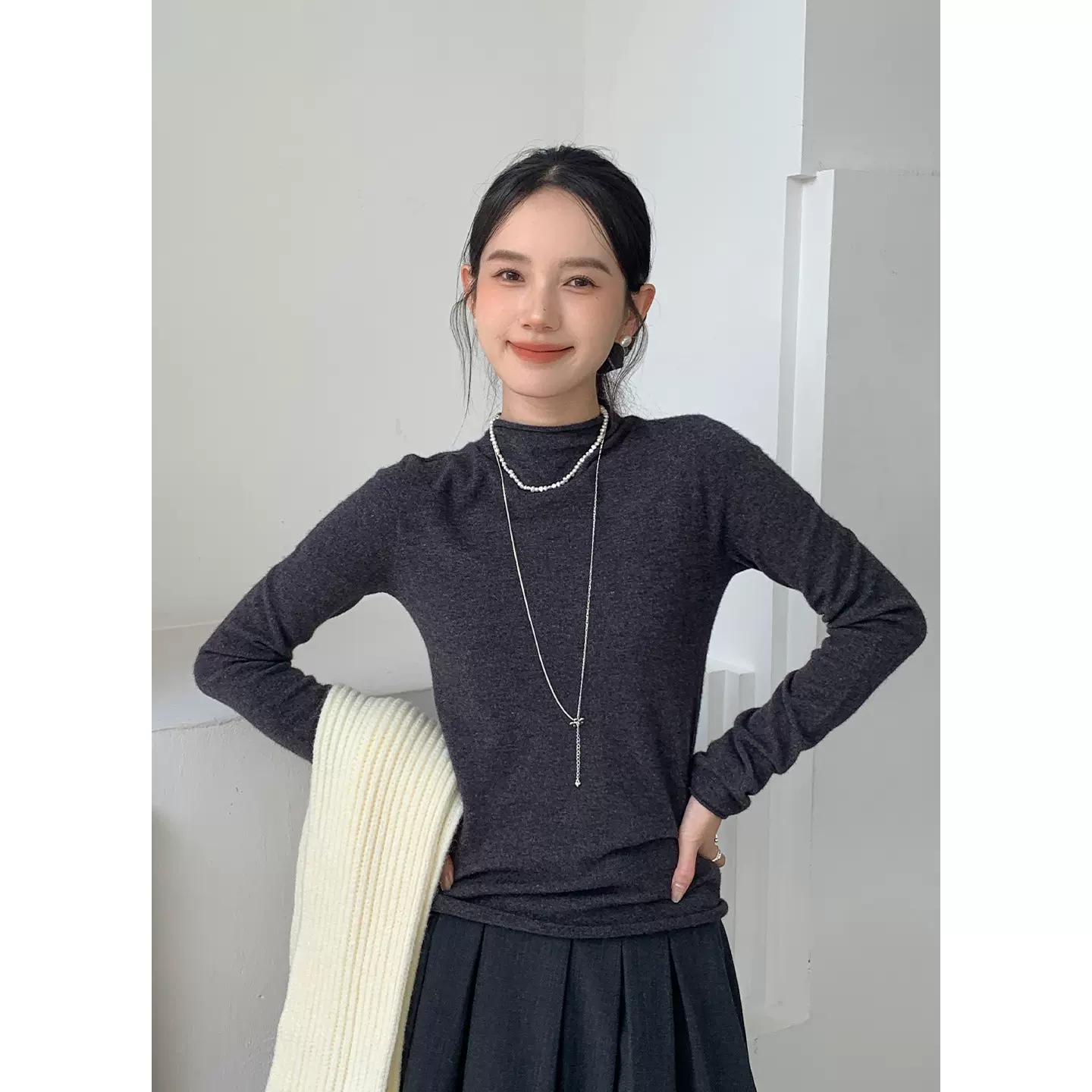 衣尔衫 超好穿 8色羊毛半高领纯色针织衫女打底衫修身舒适0715