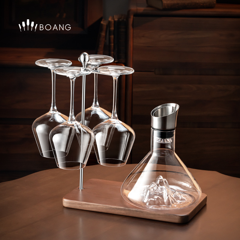 Red wine cup high-class sense of a set of one-piece upside-down cup holder creative stainless steel household wine cabinet decoration decanter suit