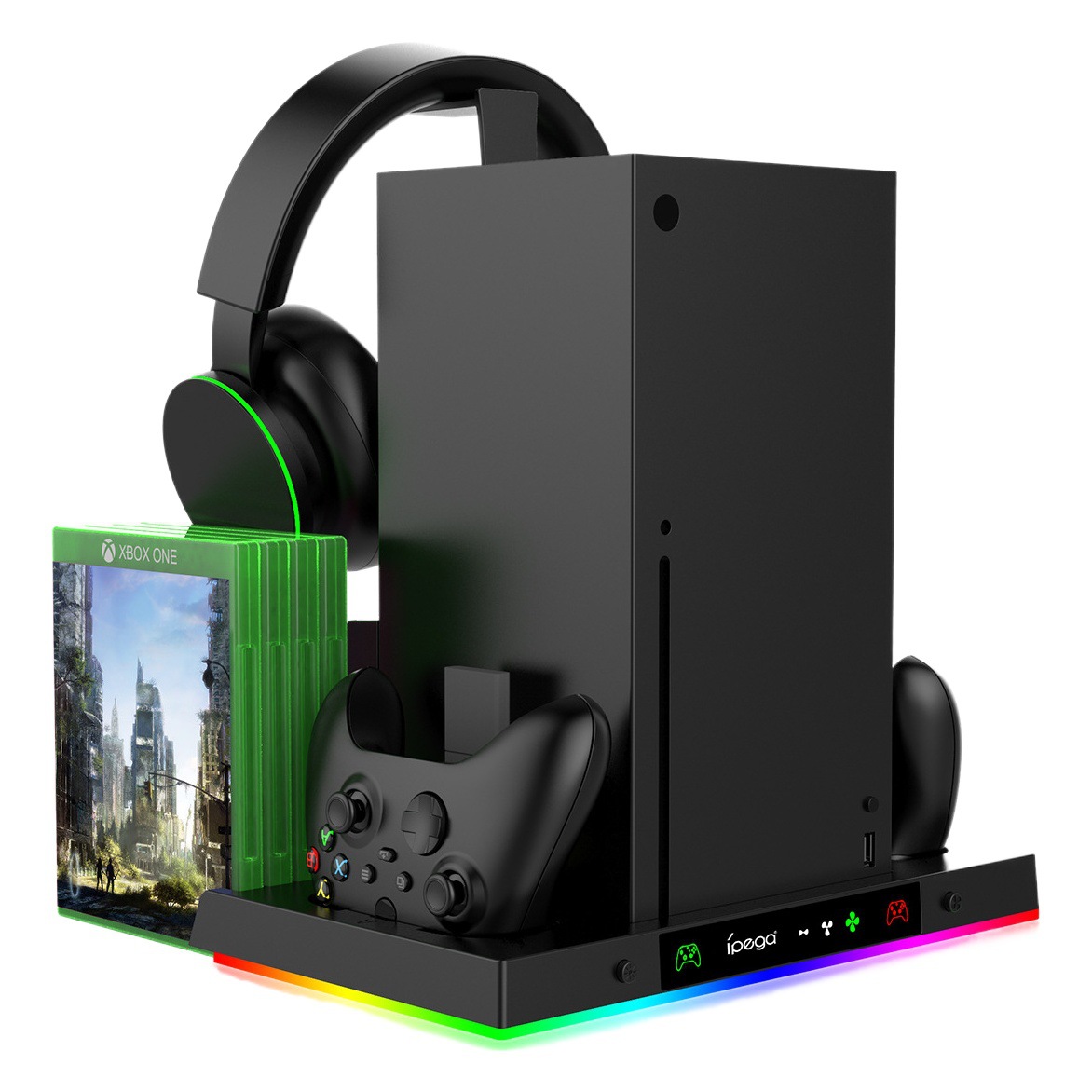 Xbox Series X juego anfitrión multi-función de refrigeración de base inteligente cargador de auriculares colgador tarjeta de almacenamiento