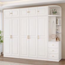 衣柜实木简约现代家用大衣柜卧室儿童收纳柜出租房对开门网红衣橱