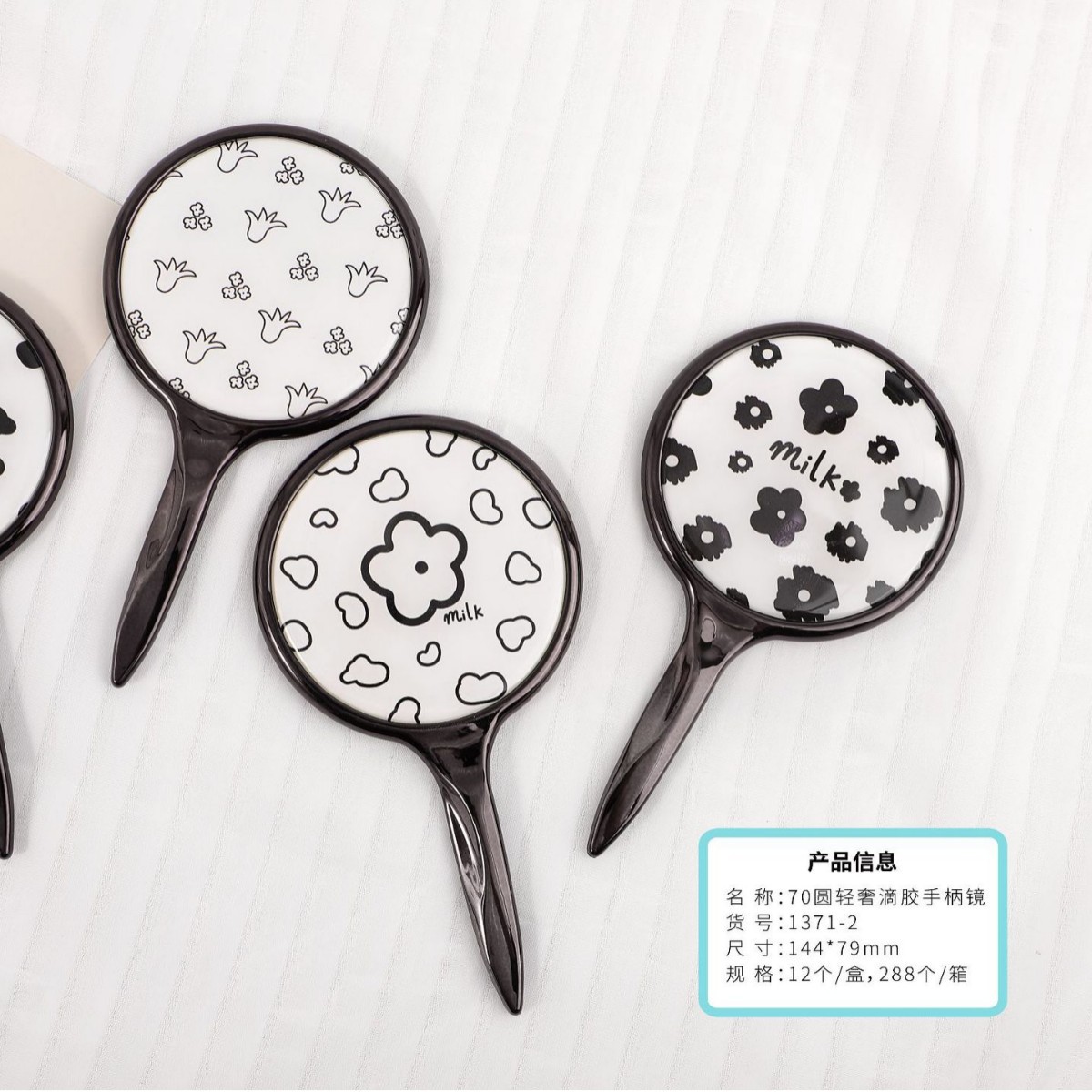 Suministro directo de fábrica regalos promocionales ronda pequeña manija espejo portátil conveniente espejo cosmético logotipo personalizado regalo