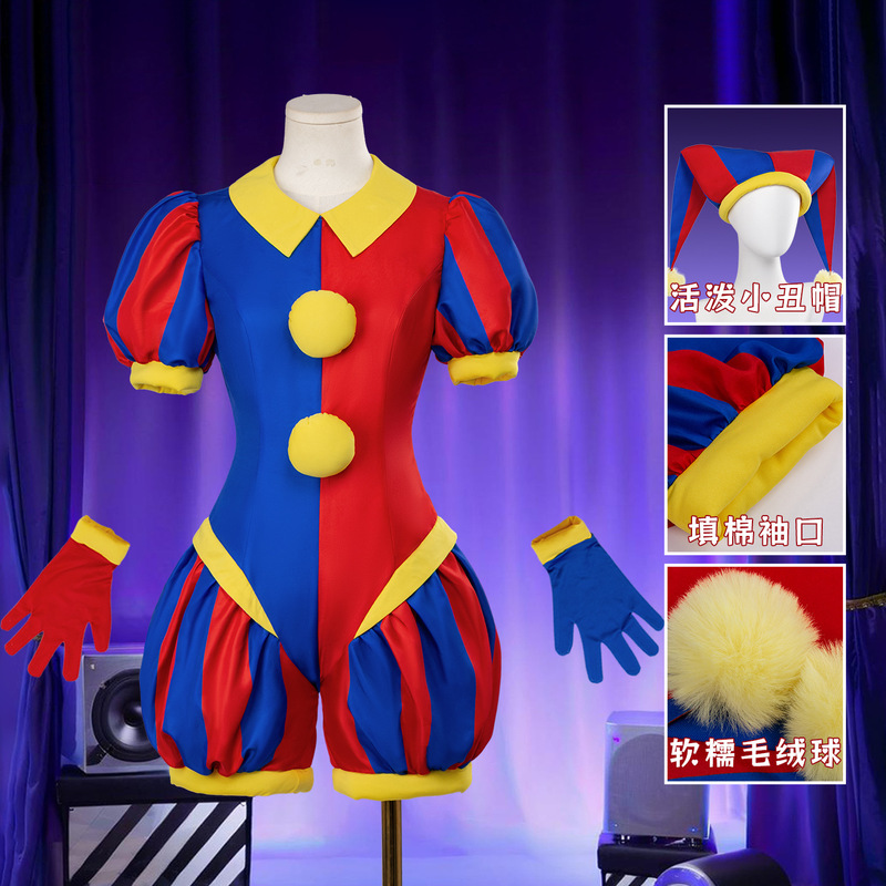 Magic Digital Circus Cosplay Costume Pomni Jumpsuit Halloween Clown Cos Outfit Magic Digital Circus Cosplay Costume Pomni Jumpsuit Halloween Clown Cos Outfit