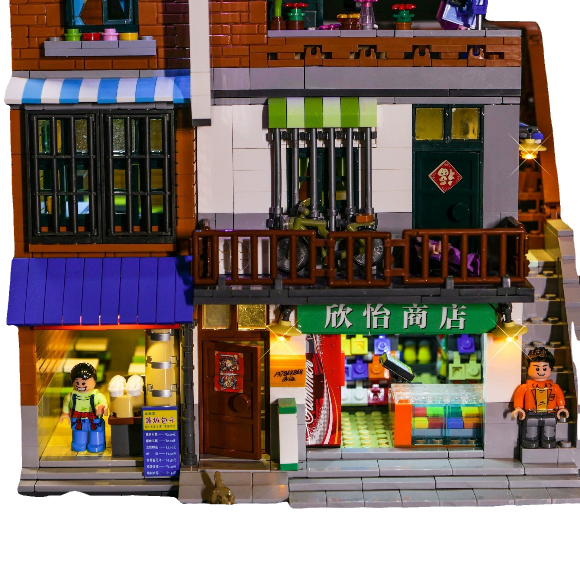 Сборка MOC для освещения подходит для Xingbao 01013 Улица пейзаж город Zhongcun Zhongcun Yaizhi Puza Вставка пульт дистанционного управления кросс-бордер