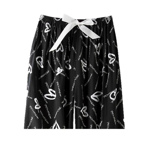 Summer cotton satin pajama pants for women, thin and stylish short pants, artificial cotton, loose, can be worn outside, single pants for plus size, home three-quarter pants