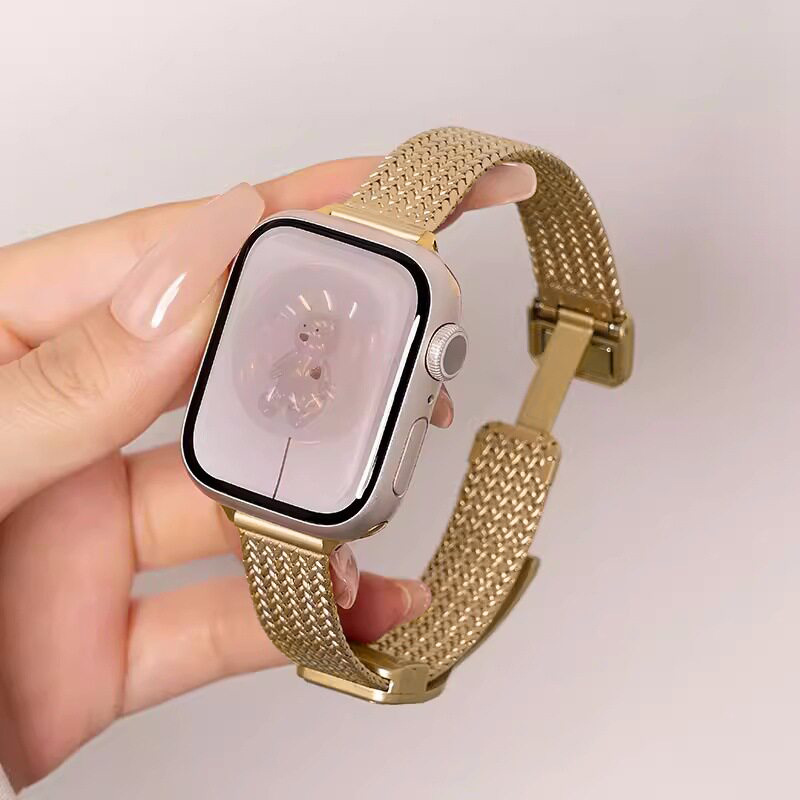 Gold - wheat ear slim 14mm [magnetic clasp] / Single watch strap [no accessories]