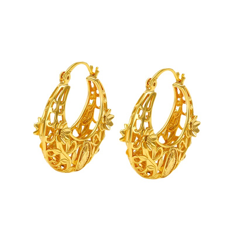 Xuping joyería temperamento europeo y americano pendientes transfronterizos irregulares pendientes oval huecos nicho de diseño sensación de bucles de oído