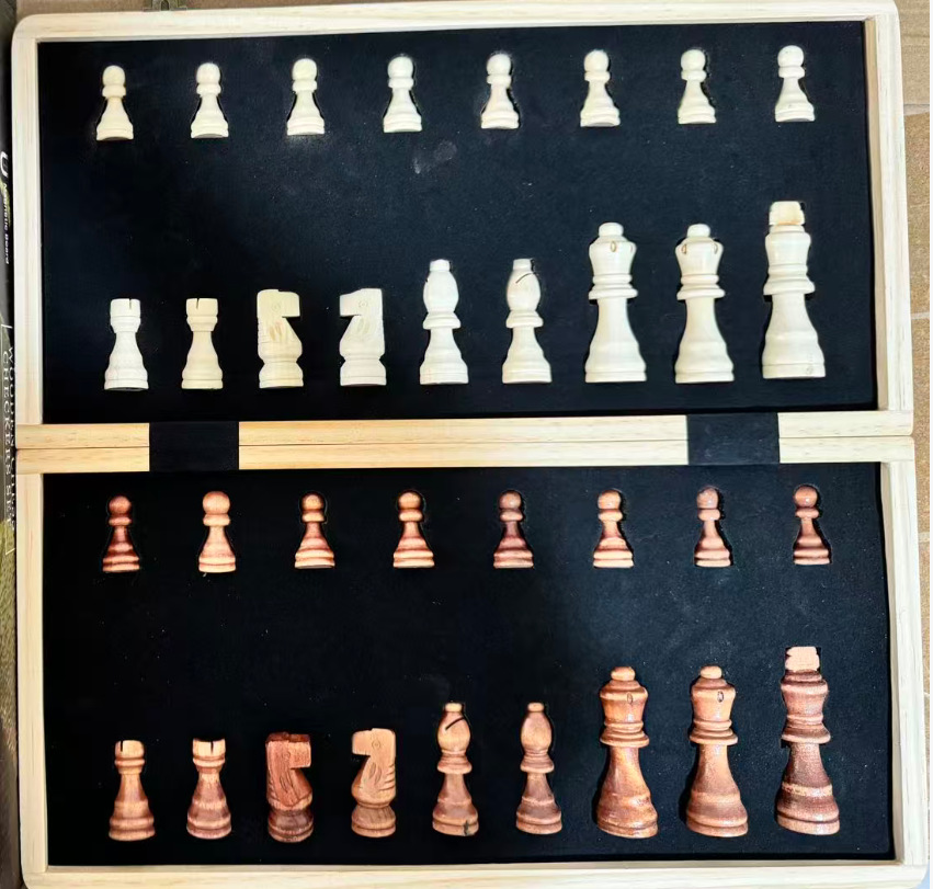 Juego de ajedrez de madera Amazon dos en uno, doble reina, plegable, magnético, ajedrez y damas, juguete de ajedrez