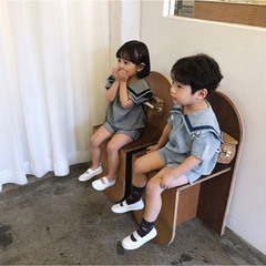 Boys summer suit Korean children's clothing girls college style baby children navy style summer short-sleeved two-piece set