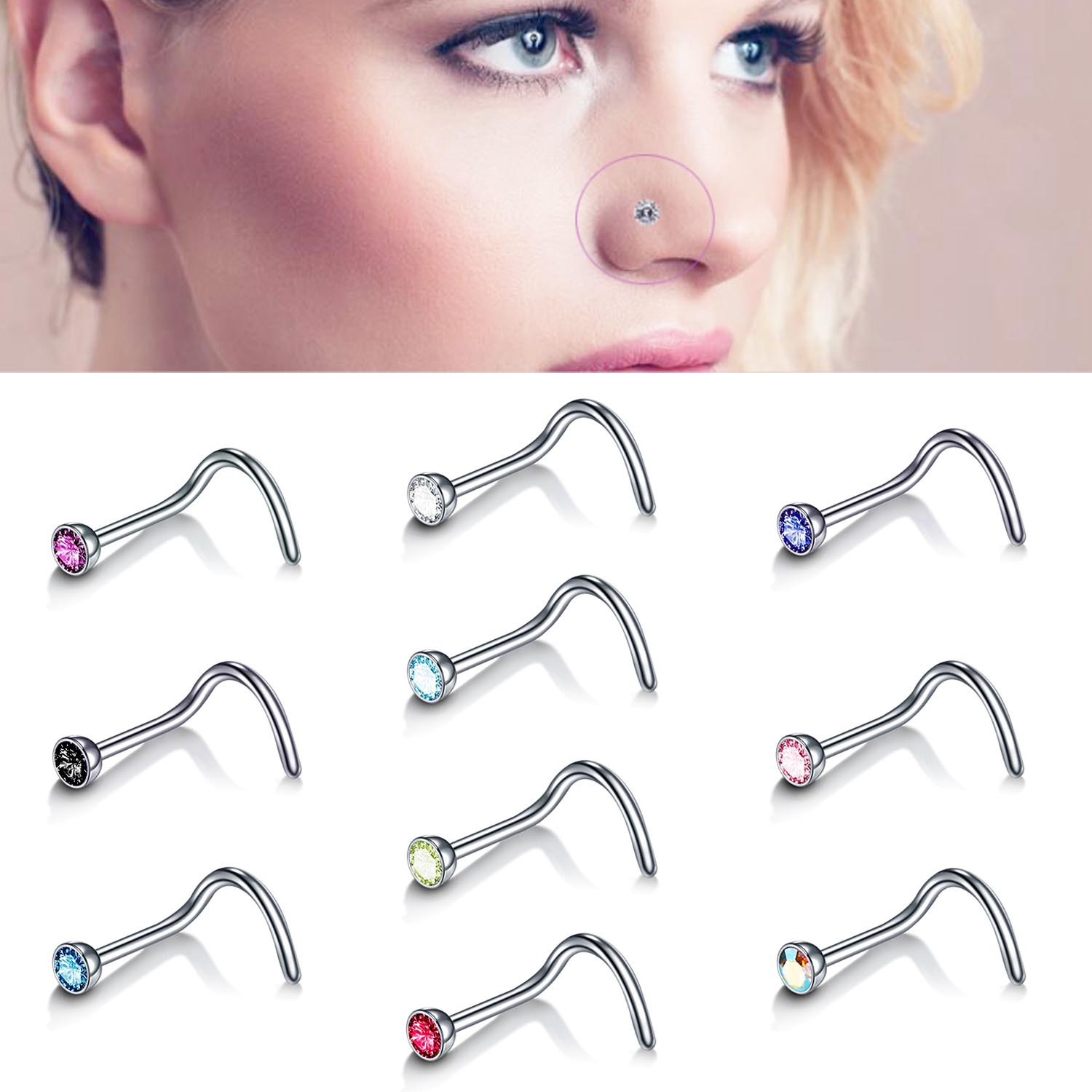 Fashion Geometric Stainless Steel Plating Nose studs 1 Piece