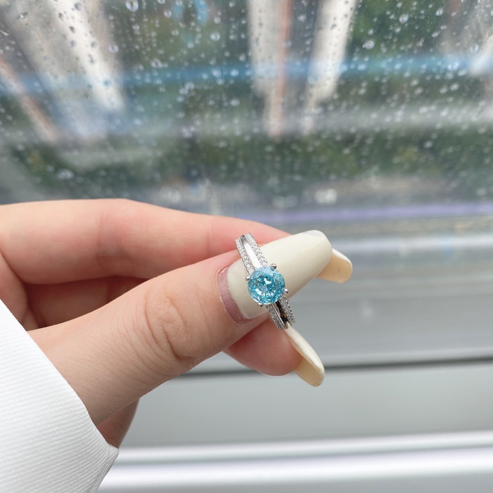 Fashion Round Sterling Silver Plating Zircon Rings