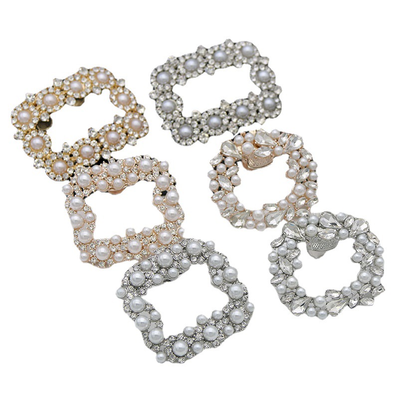 国境を越えたハイヒールアクセサリー、正方形のパールシューフラワー、取り外し可能なシューバックル、ラインストーン、ブライダルシューズ、革靴の装飾品卸売