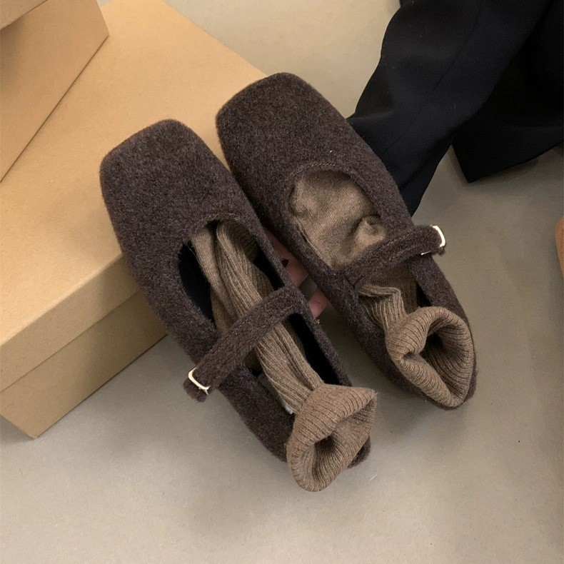 玛丽珍毛毛鞋女鞋2025秋冬季新款外穿豆豆鞋加绒单鞋