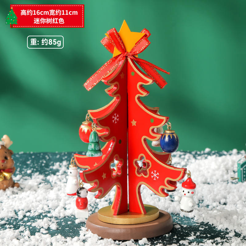 Regalo de árbol de Navidad de madera de escritorio pequeño árbol de Navidad decoración de vacaciones de madera decoración regalo de madera