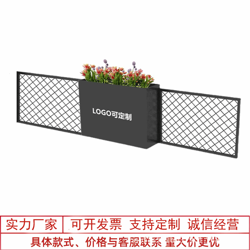 Barrera de hierro forjado al aire libre tanque de flores de acero inoxidable combinación caja de plantación rectangular departamento de ventas plaza carretera municipal
