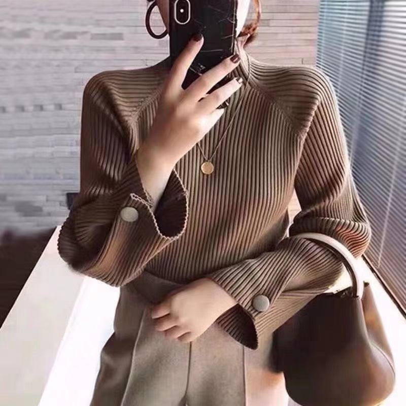 跨境打底衫半高领毛衣女秋冬新款修身显瘦时尚加厚网红针织衫上衣|undefined