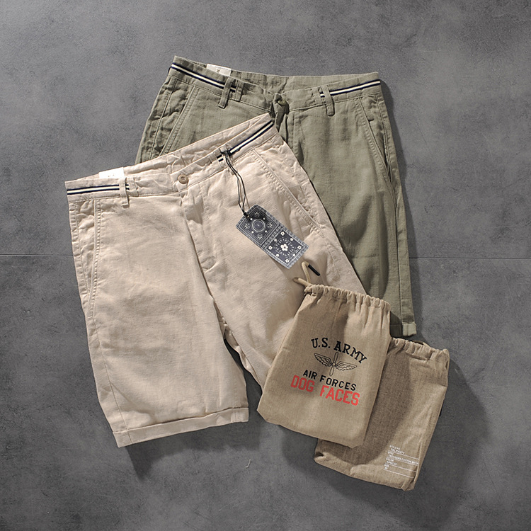 DEESMANCE and CO spring/summer American comfortable wash cotton linen simple men's casual pants five-point pants 277 29 DEESMANCE and CO spring/summer American comfortable wash cotton linen simple men's casual pants five-point pants 277 29