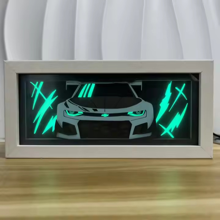 Custom remote control sports car modeling paper carving lamp photo frame lamp car lover gift e-commerce selection wholesale generation