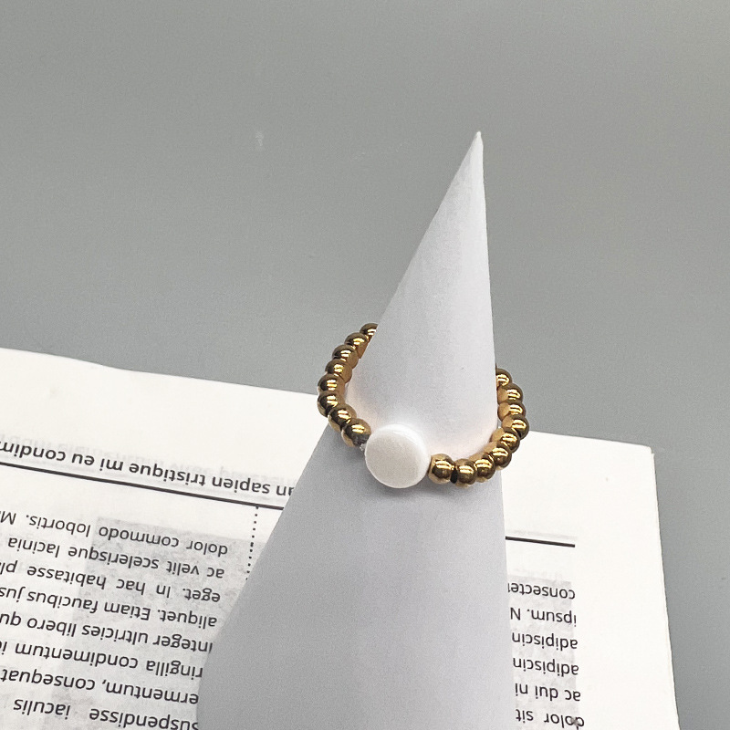 Fashion Heart Shape Flower Stainless Steel Inlay Shell Rings 1 Piece