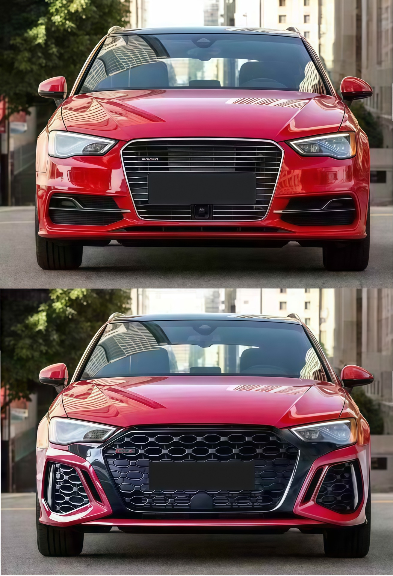Suitable for Audi 14-20 Models A3 Modified to 21 Model Rs3 Front Bumper, Grille, Front Bumper, Large Bumper, Front Face
