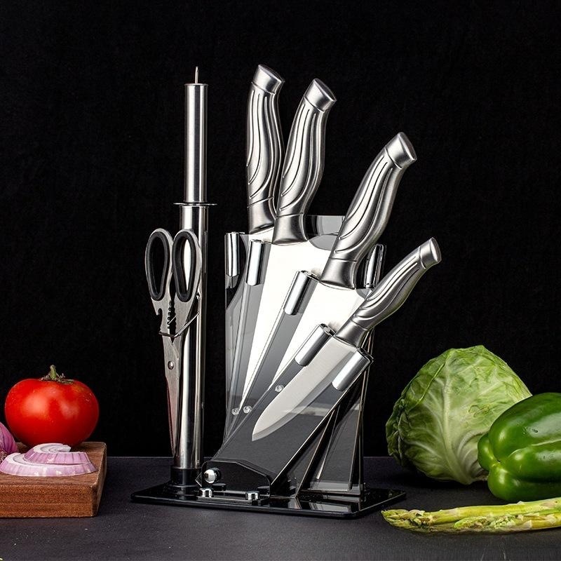 Venta al por mayor traje de cuchillo de cocina de acero inoxidable traje de cuchillo de cocina hogar corte de hueso corte de carne conjunto de siete piezas conjunto de cuchillos de regalo