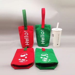DIY Milk Tea Cotton Cup Bag Canvas Bag Cute Cartoon Mini Portable Beverage Cup Water Cup Outgoing Tote Bag