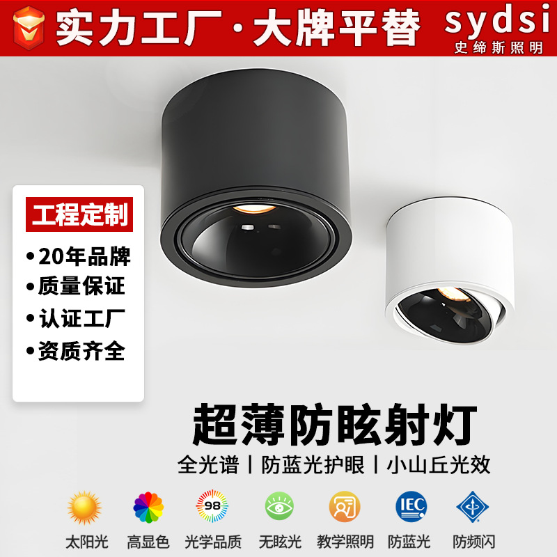 Foco de montaje abierto Ajustable ultrafino LED antideslumbrante hogar sala de estar dormitorio pasillo sin orificios foco de montaje abierto