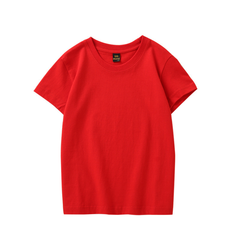200g純綿子供半袖tシャツメーカー親子ゆるいカジュアルロゴ丸首男の子純色tシャツ|undefined