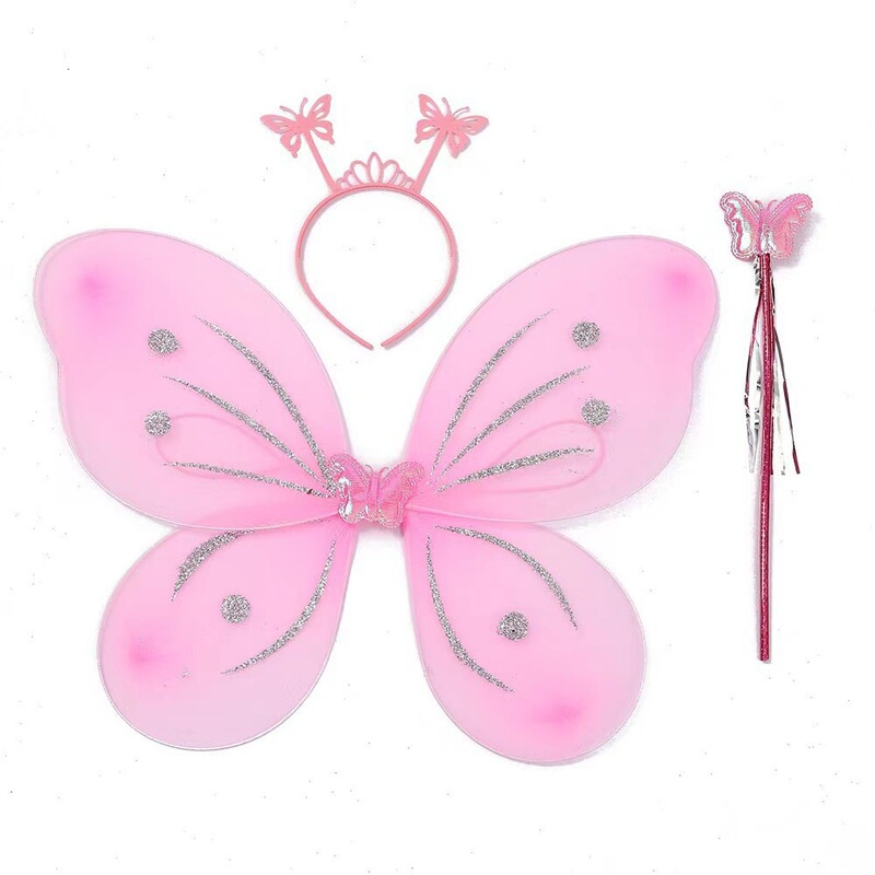 New Children's Dot Butterfly Wings Performance Props Butterfly Elf Backwear Headband Fairy Stick suit Wholesale New Children's Dot Butterfly Wings Performance Props Butterfly Elf Backwear Headband Fairy Stick suit Wholesale