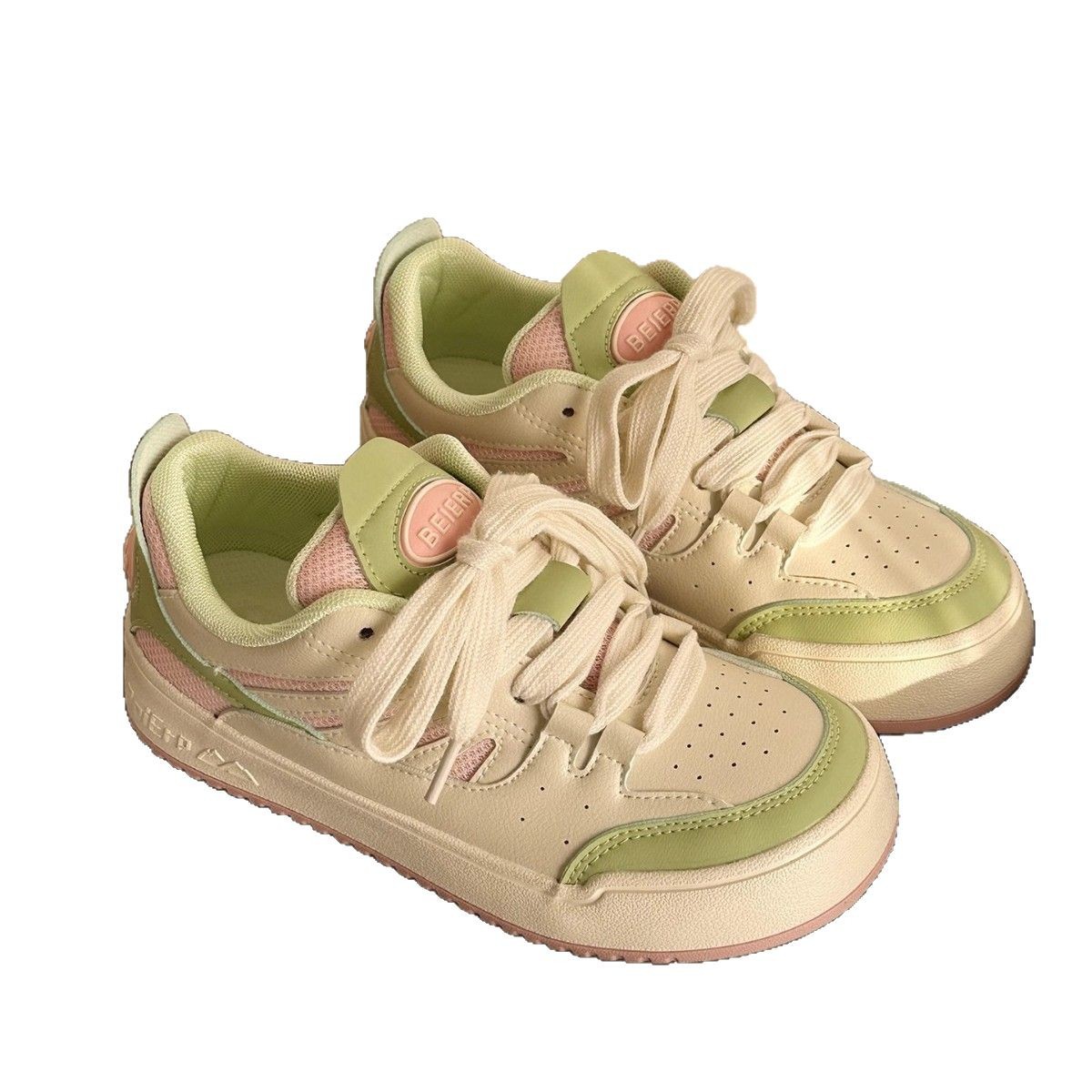 Fábrica directa 2025 primavera nuevo color verde fresco casual versátil zapatos blancos dulces zapatos de entrenamiento de la mujer