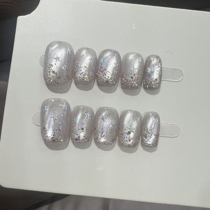 Purely handmade wearable nails, high-end ins-style, popular on Xiaohongshu, cat-eye stars, everyday brightening manicure, detachable nails Purely handmade wearable nails, high-end ins-style, popular on Xiaohongshu, cat-eye stars, everyday brightening manicure, detachable nails