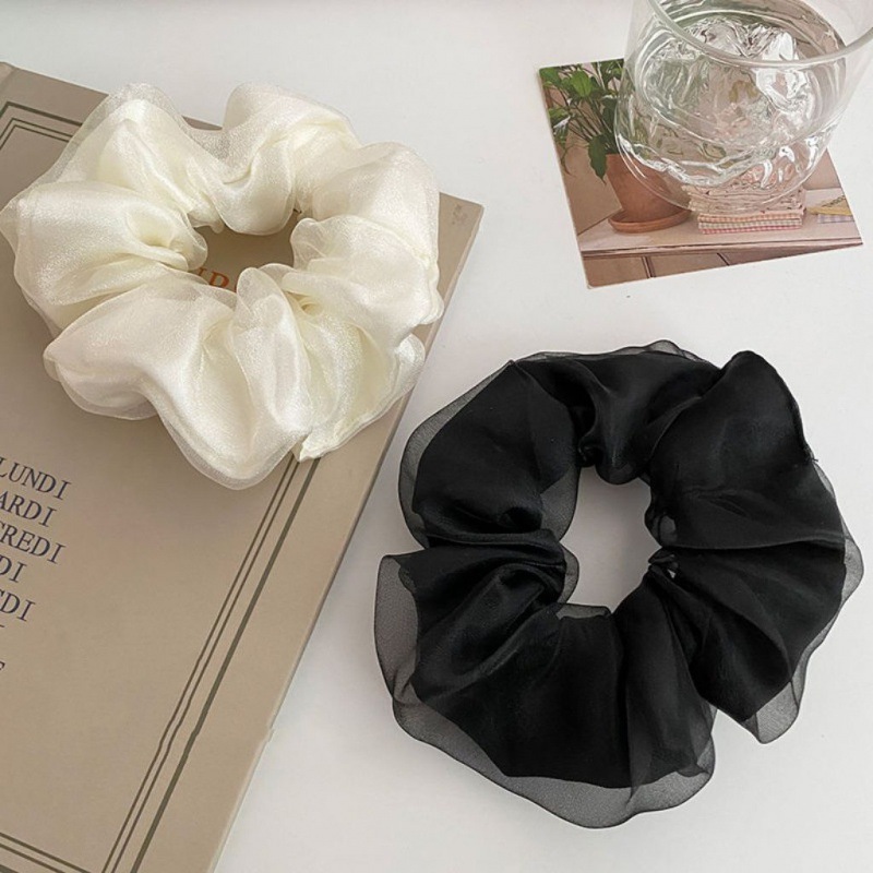 Elegantes Großes Haargummi Aus Mesh Schlichtes Haaraccessoire_voghion.com