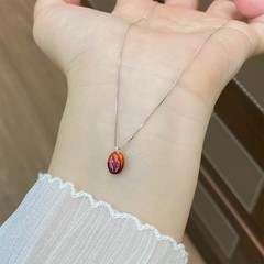 简约精致通体925银滴油咖啡豆项链女轻奢小众高级感可抽拉锁骨链